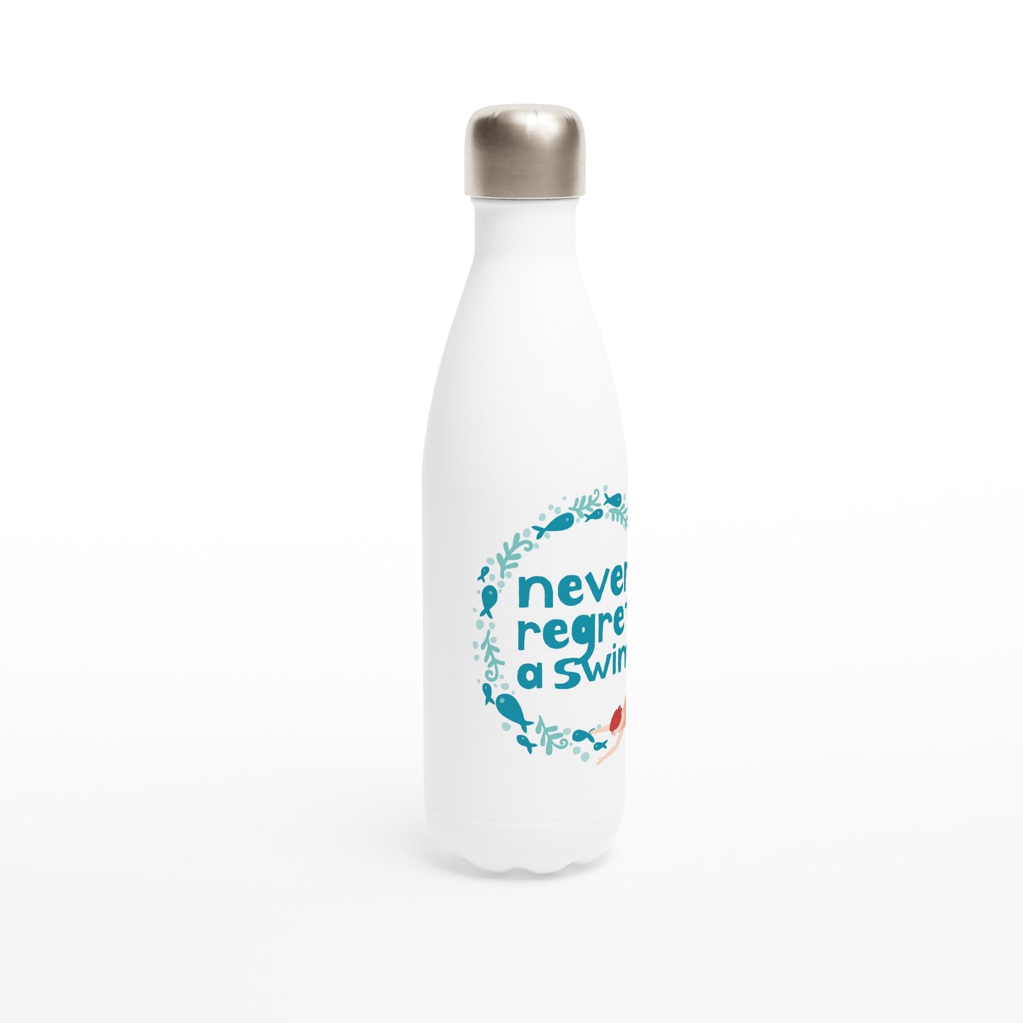 Never Regret A Swim: Water Bottle (female swimmer)