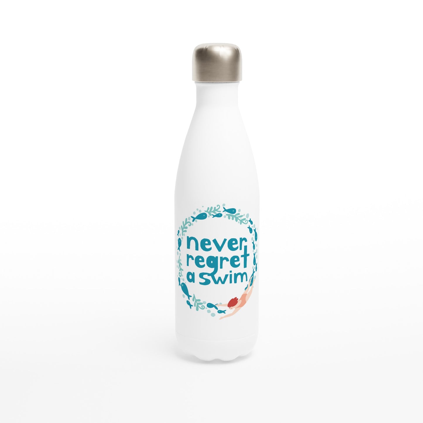 Never Regret A Swim: Water Bottle (female swimmer)